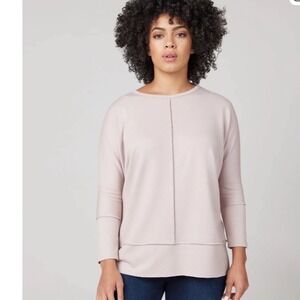 SPANX Perfect Length Dolman 3/4 Sleeve Blush Pink Sweatshirt Top Medium